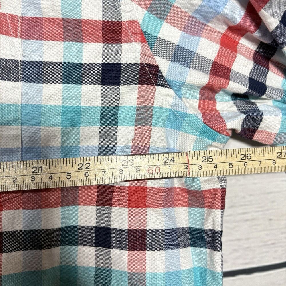 Upcycled Red White Blue Ruffle Collar XL Button Down Top Viral Patriotic Preppy - Picture 4 of 6